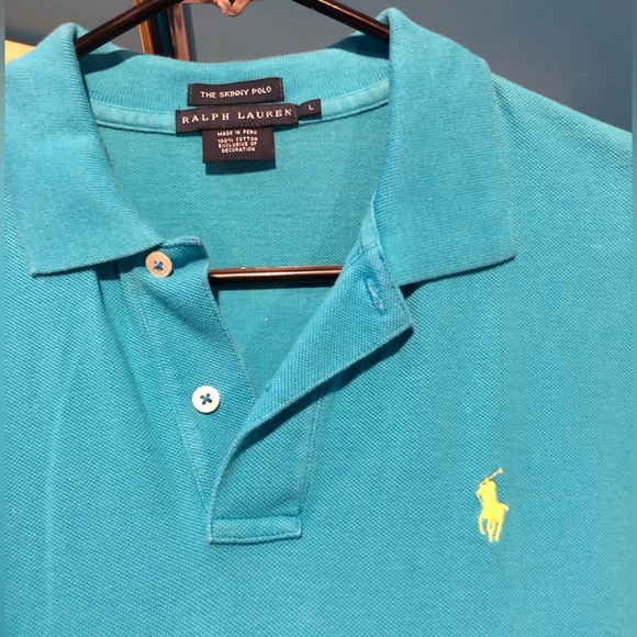 Skinny Fit Bright Blue Polo by Ralph Lauren - Picture 1 of 3